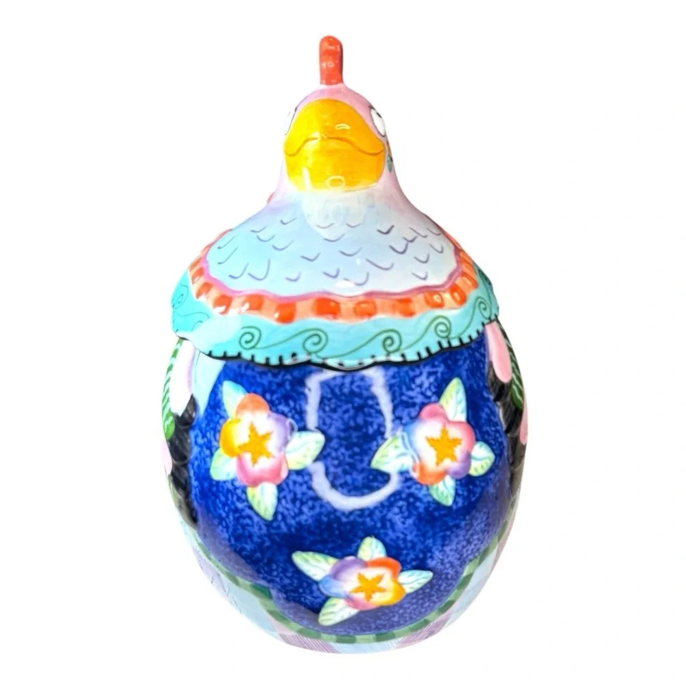 *RARE* Vitange Fitz & Floyd Gypsy Chicken Cookie‎ Jar 10 3/4